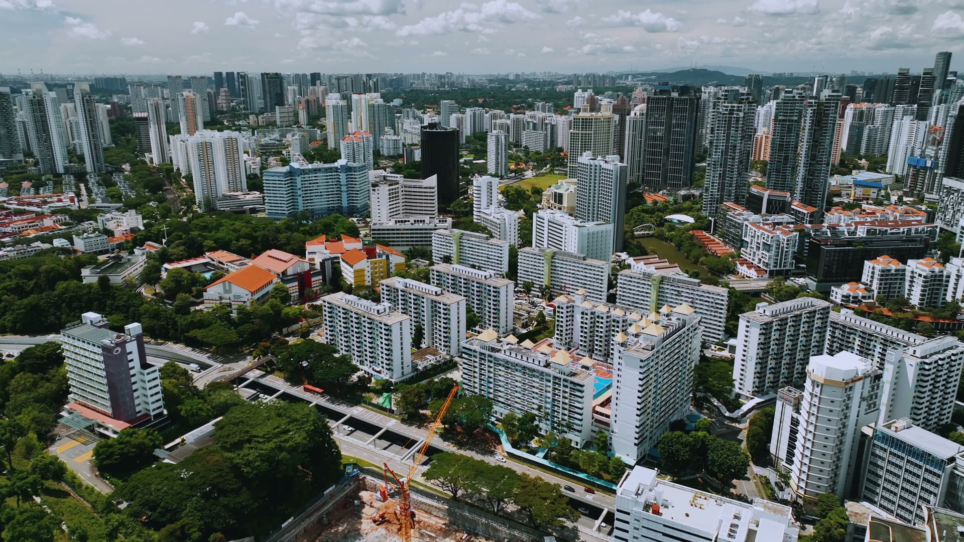 Aerial view of the Singapore condominium and HDB skyline